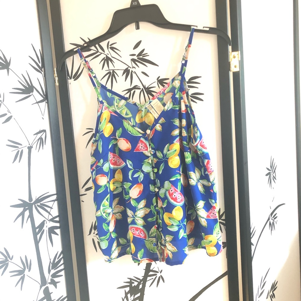 Summer fruit button front tank